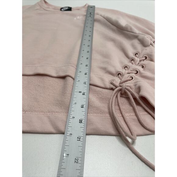 Nike Cropped Sweatshirt Crew Neck Lace Up Pink Size S Workout Gym Athleisure‎ - Picture 10 of 12